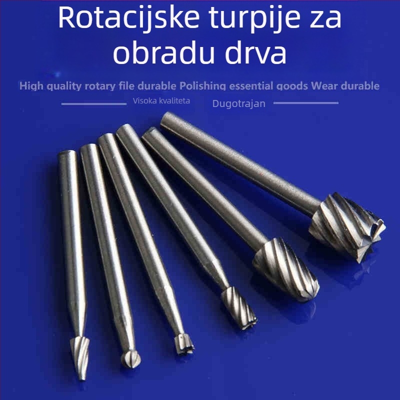 Univerzalni set rotirajućih datoteka i freza od visokougljičnog čelika za ručnu bušilicu; mali zubi fajl za obradu drva i rezbarenje korijena – brusni pribor