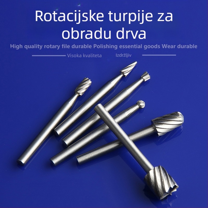 Univerzalni set rotirajućih datoteka i freza od visokougljičnog čelika za ručnu bušilicu; mali zubi fajl za obradu drva i rezbarenje korijena – brusni pribor