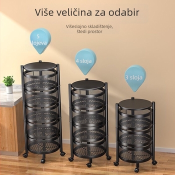 Okrugla rotirajuća kuhinjska polica za voće i povrće, višeslojni organizator grickalica za dnevni boravak
