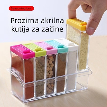 Minimalistički proziran set posuda za začine u kuhinji – posude za sol i začine