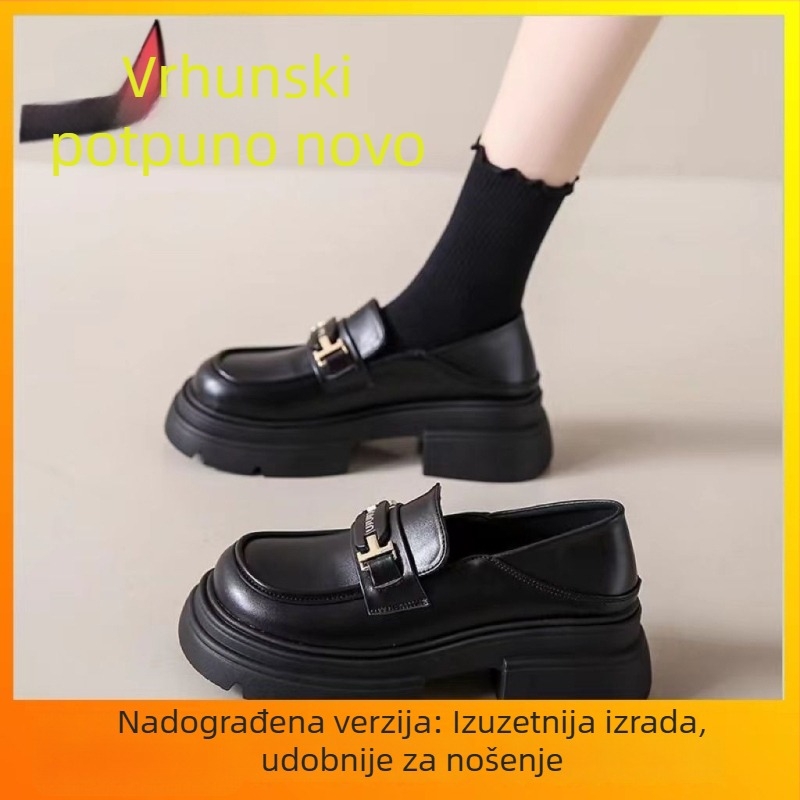 Ženske loaferice s debelim potplatima i srednjom petom, okrugli vrh, PU gornji dio, Mary Jane stil, slip-on