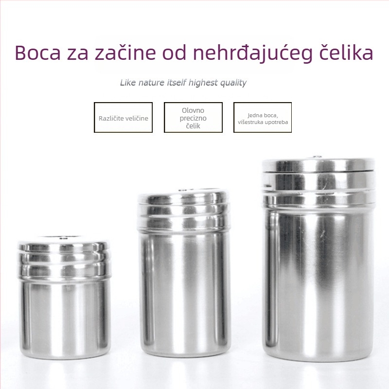 Set posuda od nehrđajućeg čelika za roštilj: posude za papar, posude za začine, kutija za začine, posuda za prašak i alati za roštilj