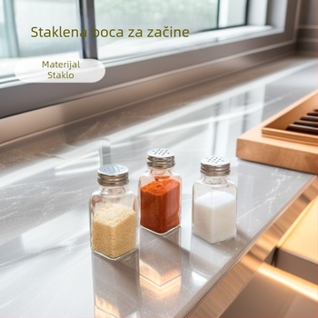 Kvadratna staklena posuda za začine za kućnu upotrebu, skladištenje čilija i kima, kuhinjska posuda za doziranje