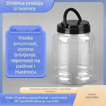 1200 ml PET tegla sa širokim otvorom, kvalitete hrane, prozirna, zatvorena – za med, džem i slatkiše