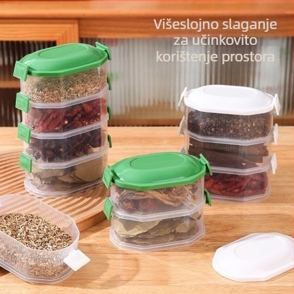 Kutija za začine s odjeljcima za kućnu upotrebu, zatvorena posuda za papar, zvjezdasti anis i druge začine