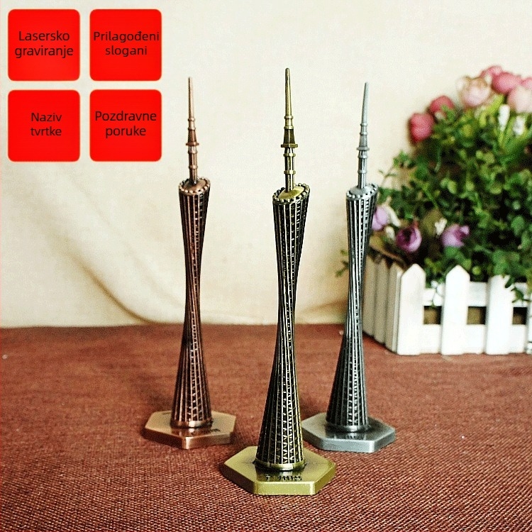Aluminijski model Guangzhou Tower Yaosha — nova, precizno izrađena dekorativna figura Canton Tower, u četiri verzije