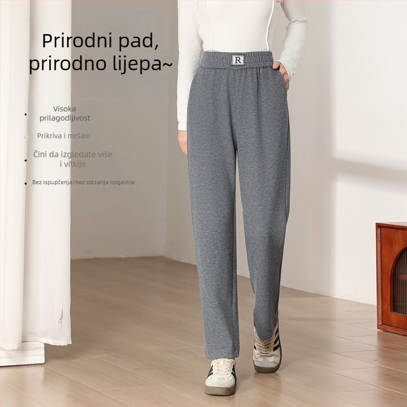 Ženske jogger hlače s visokim strukom, jesen-zimski stil, mala veličina, sive opuštene haremske hlače, 2025 model