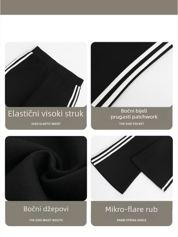 Ženske hlače za jogu s mikroflare krojem, ležernog stila, vitka silueta, duge do poda
