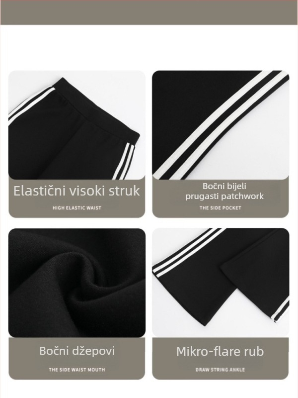 Ženske hlače za jogu s mikroflare krojem, ležernog stila, vitka silueta, duge do poda