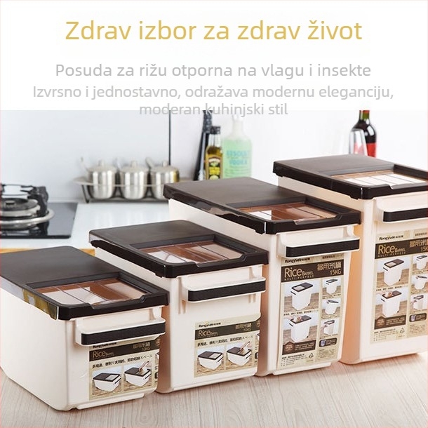 Kućni spremnik za skladištenje riže i brašna, zatvoren, otporan na vlagu, zaštita od insekata, 10 L