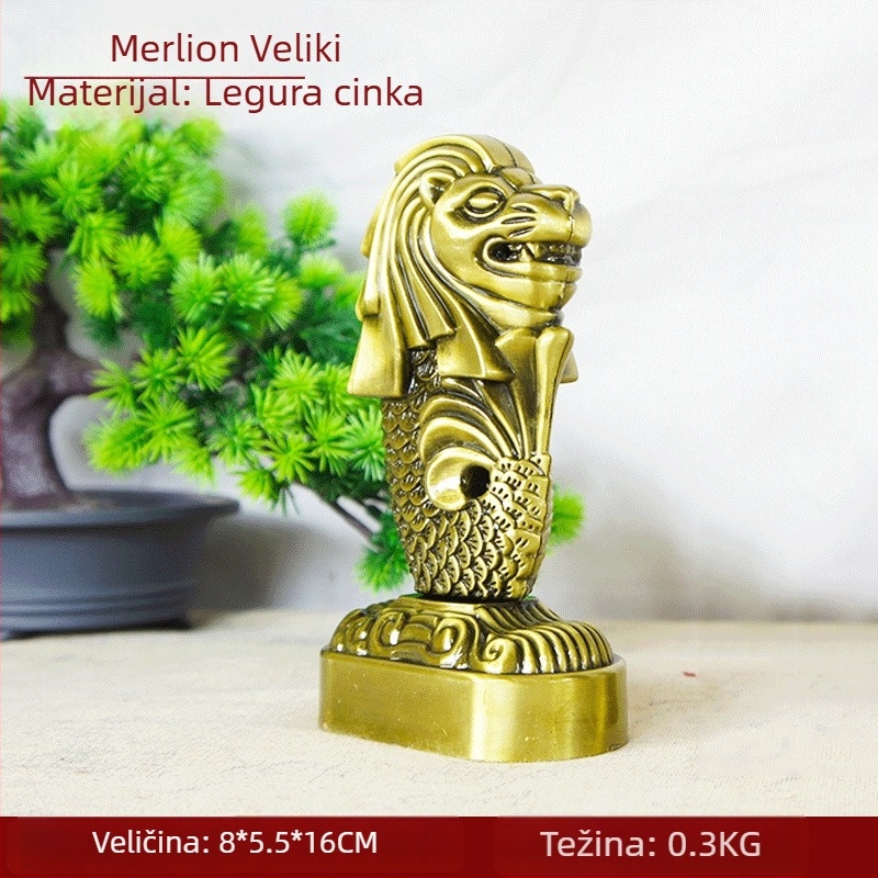 Metalna figura Merlion za kućnu dekoraciju, moderni minimalistički dizajn