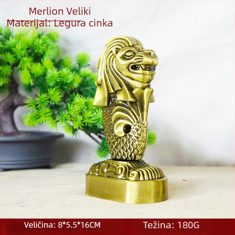 Metalna figura Merlion za kućnu dekoraciju, moderni minimalistički dizajn