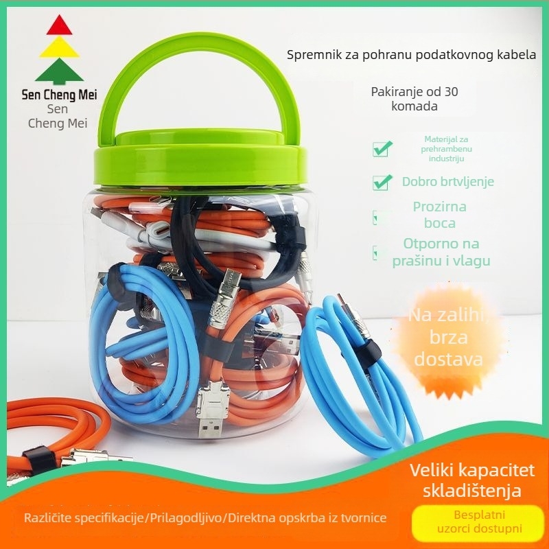 Prozirna plastična posuda za pakiranje elektronike, za slušalice i USB kablove, s poklopcem