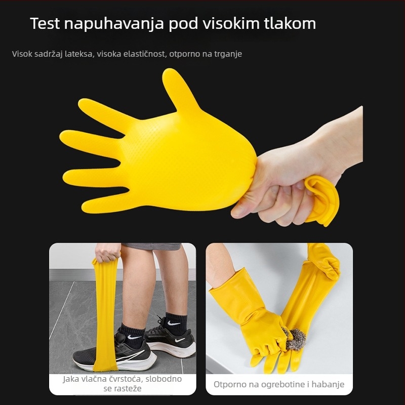 Kuhinjske rukavice od latexa i gume, vodootporne, debele, otporne na habanje, za pranje posuđa i kućanske poslove.