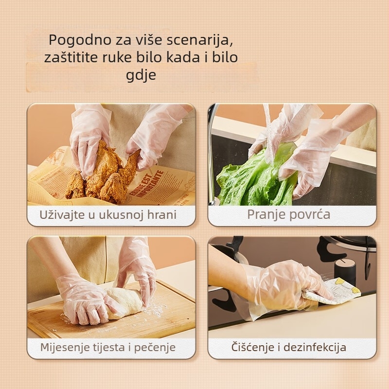 C100 TPE rukavice, izuzetno debele, jednokratne, u kutiji za doziranje, prehrambene kvalitete, elastične, za kuhinju i kućanstvo