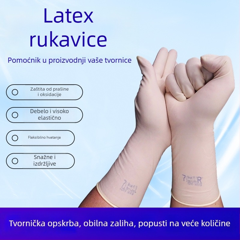 Lateks rukavice bez pudera, jednokratne, 12 inča, bijele, obostrane, za pranje suđa i kućno čišćenje