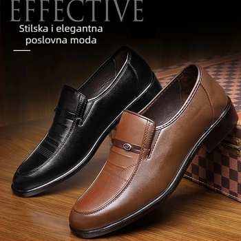 Muške kožne cipele s okruglim vrhom, ležerno-poslovni stil, britanski stil, niski vrh, protuklizne potplate, proljeće-jesen model
