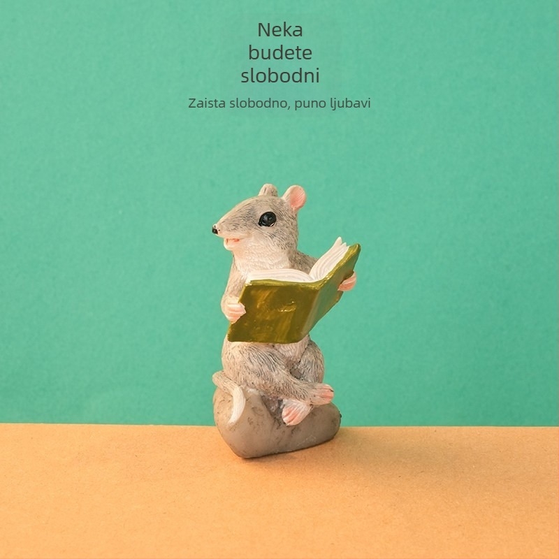 Slatka mala miševa figurica, kreativni mikrolandskap, dekorativna figura od smole za dom, poklon za rođendan voljenoj osobi