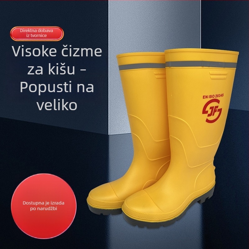 Muške zaštitne čizme za kišu, visoke, PVC, žute, s reflektirajućom trakom, za gradilišta