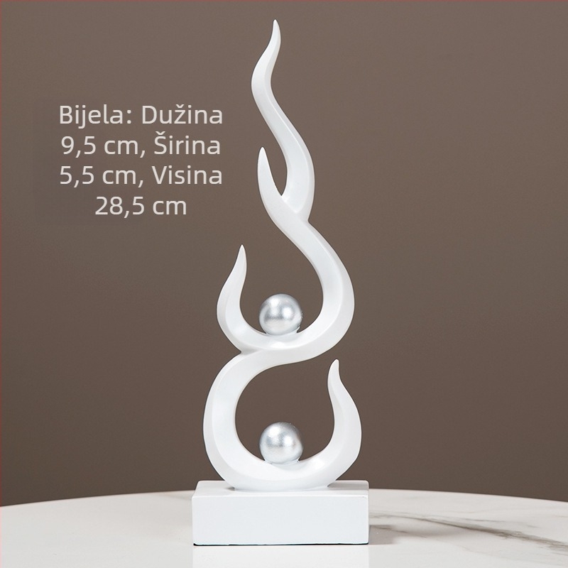 Dekorativna skulptura od smole za ured i dnevni boravak — moderan minimalistički stil s diskretnim luksuzom, pogodna za hodnik, vinsku škrinju i TV ormar