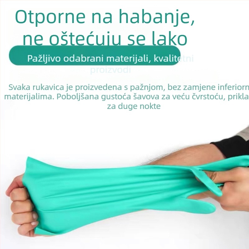 Zelene nitrilne rukavice za industrijsku zaštitu, pojačane, vodootporne za kuhinju i obradu hrane, otporne na ulje i habanje.