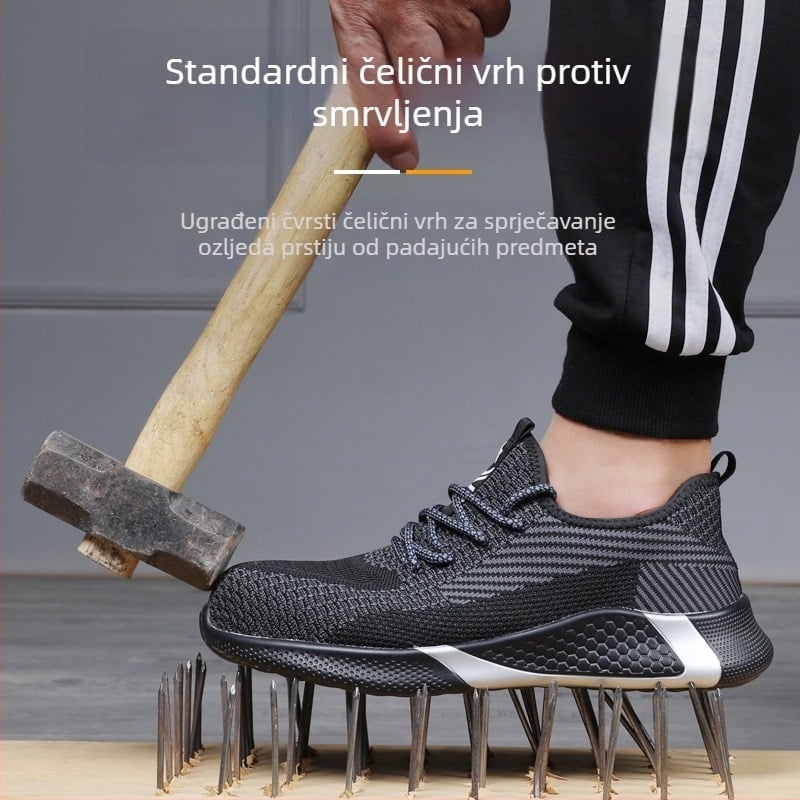 Sigurne radne cipele s čeličnim prstom, otporne na probijanje, prozračan Flyknit gornji dio, protuklizna potplat