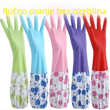 Duge latex rukavice s flis podstavom za zimu, vodootporne i tople, debele, sa širokim otvorom za ruke, za pranje posuđa i kućanske poslove