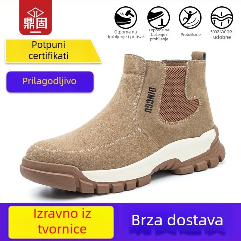 Muške zaštitne cipele za zavarivanje od goveđe kože, otporne na udarce, probijanje i opekline, radna obuća za gradilište