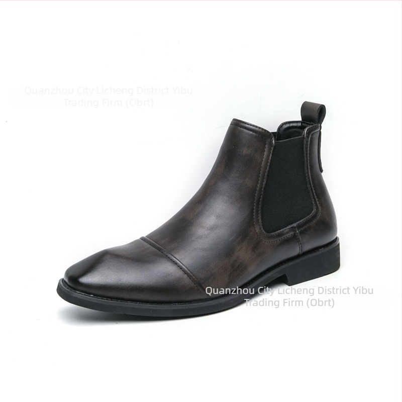 Muške kožne slip-on čizme, oštar nos, britanski stil