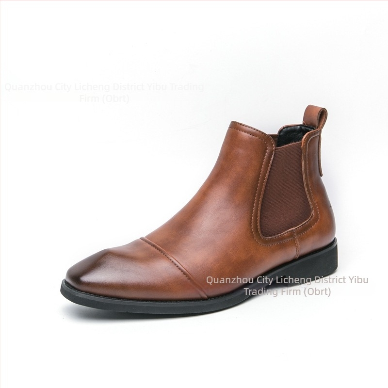 Muške kožne slip-on čizme, oštar nos, britanski stil