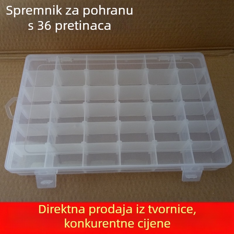 Prozirna plastična kutija sa 36 odjeljaka za nakit, perlice, komponente i ribolovnu opremu