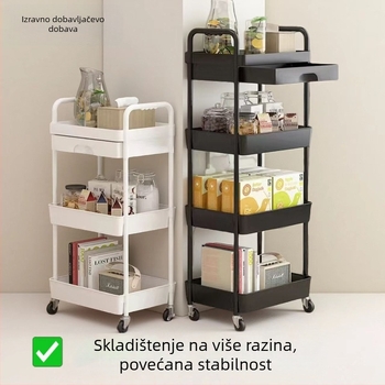Prijenosni stalak za pohranu s ladicama, kolica s ladicama za kuhinju i kupaonu, 3-etasni ili 4-etasni model