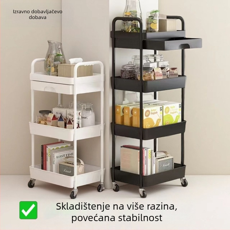 Prijenosni stalak za pohranu s ladicama, kolica s ladicama za kuhinju i kupaonu, 3-etasni ili 4-etasni model