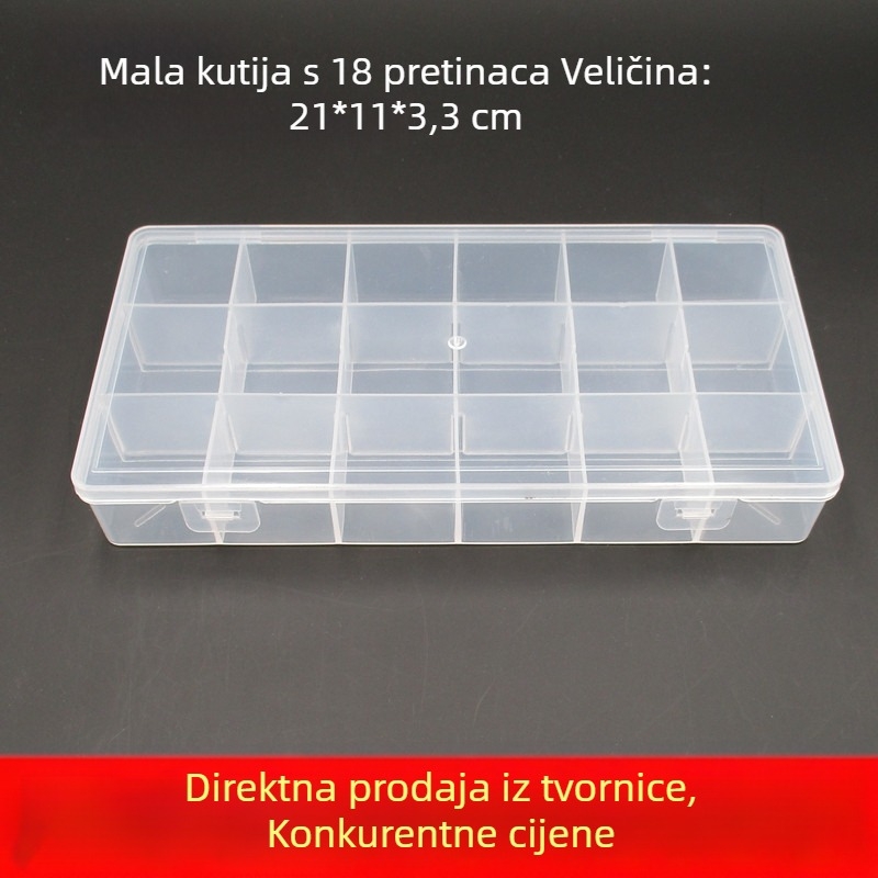 Prozirni plastični organizator za radni stol s 18 pretinaca i poklopcem