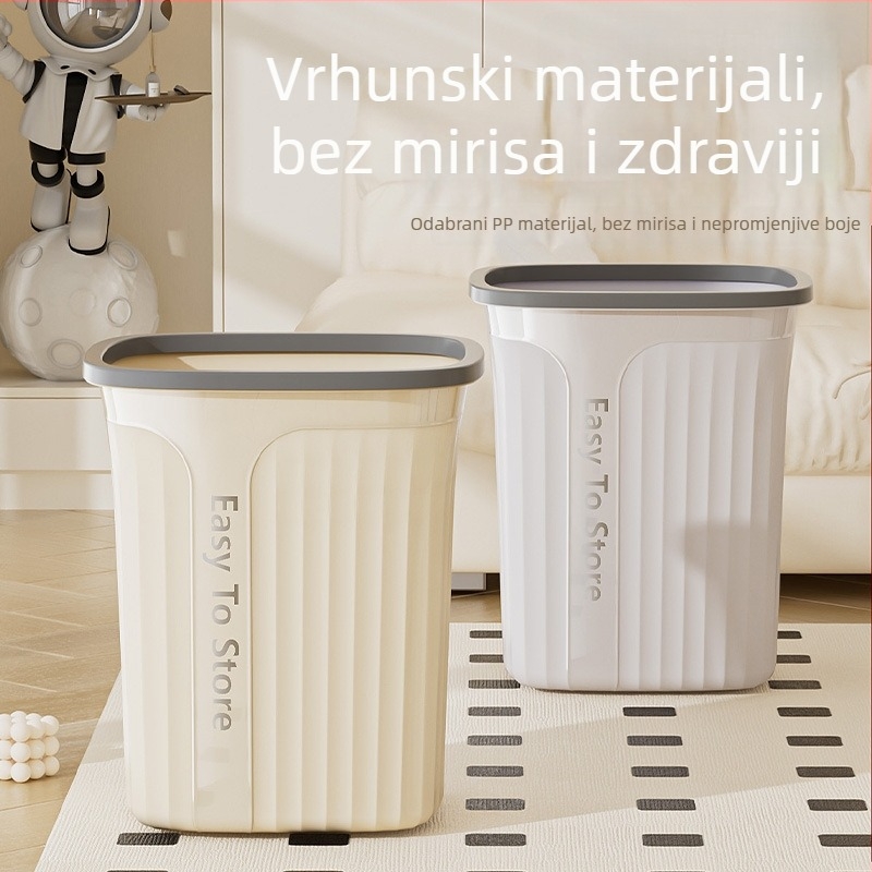 Koš za otpad u kuhinji velikog kapaciteta, bez poklopca, s prstenom za pritisk, pogodan za dnevni boravak, spavaću sobu, kupaonicu, WC i ured