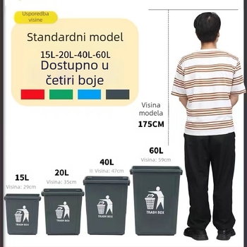 Plastična kanta bez poklopca za vanjsku upotrebu, velika kapaciteta, pravokutnog oblika, za ured, kuhinju i dom