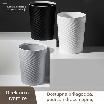 Koš za kućanstvo velikog kapaciteta s prstenom za pritiskanje, bez poklopca, pogodna za WC, dom, kuhinju i dnevni boravak, moderni minimalistički stil