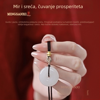 Prirodni Hetian jade privjesak s sigurnosnim zatvaračem za žene, bijeli jade u par stilu, ogrlica zlatne niti, privjesak za muškarce