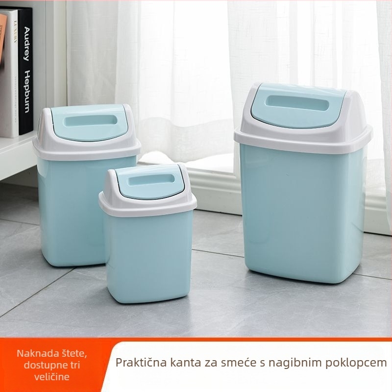 Kanta za kupaonicu s poklopcem, uskog pravokutnog oblika, malog kapaciteta, za kućnu uporabu