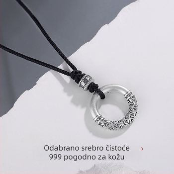 Tiqia 999 srebrni muški lanac s etno-retro motivom, privjesak s мотивом oblaka, pleteni dizajn