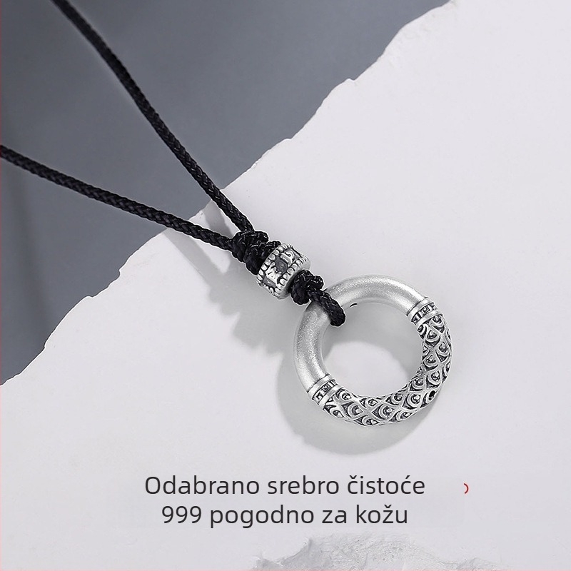 Tiqia 999 srebrni muški lanac s etno-retro motivom, privjesak s мотивом oblaka, pleteni dizajn