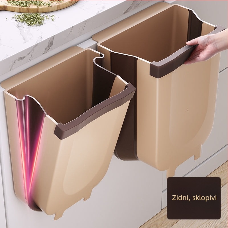 Sklopivi zidni koš za kuhinju, 10 L, plastika, kvadratni spremnik za ormar
