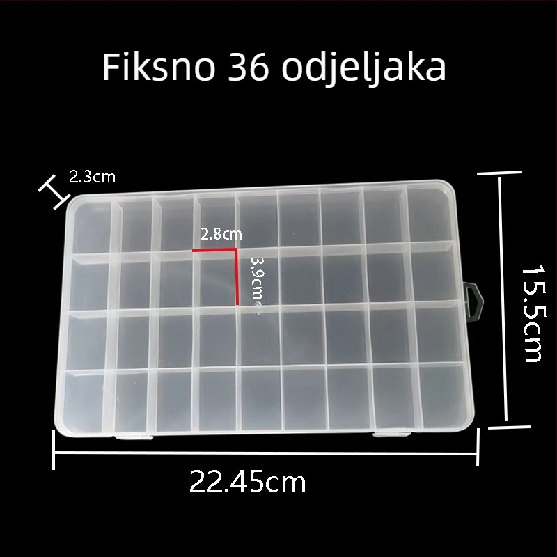 Prozirna kutija za pohranu s 10, 15 i 24 pretincima — plastični organizator za perle i gumice, DIY