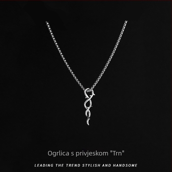 Muški lanac s privjeskom u obliku trnja, romb dizajn, minimalistički, luksuzni dodatak