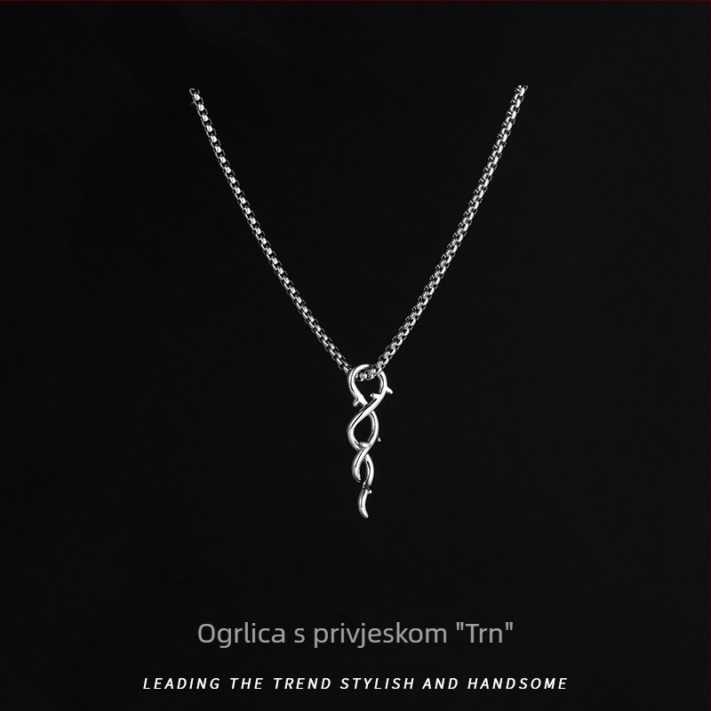 Muški lanac s privjeskom u obliku trnja, romb dizajn, minimalistički, luksuzni dodatak