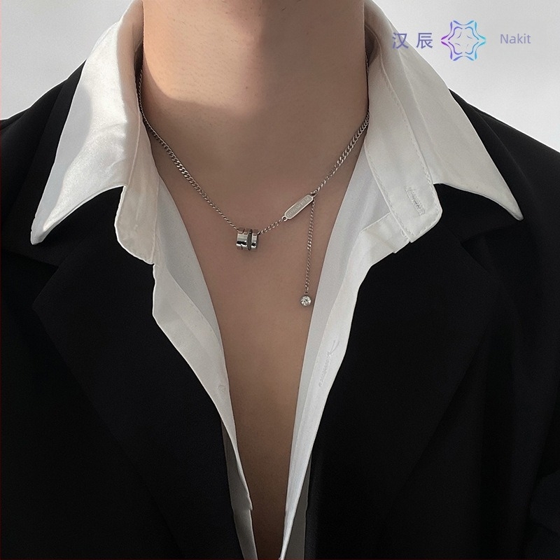 Unisex ogrlica od titan čelika, podesiva duljina 41–50 cm, minimalistički geometrijski dizajn, privjesak od legure