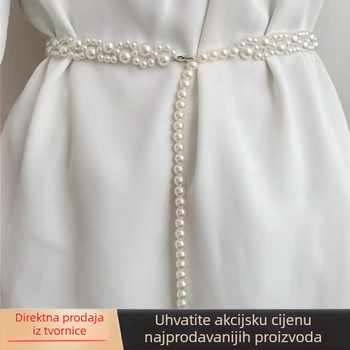 Elegantni pojas s perlama za žene, elastični dodatak haljinama