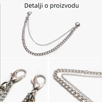 Dvostruki sloj kaiša za traperice s shrimp-gumbom – metalni dodatak za struk, kaubojski stil