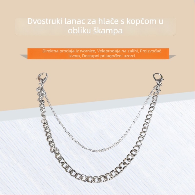 Dvostruki sloj kaiša za traperice s shrimp-gumbom – metalni dodatak za struk, kaubojski stil