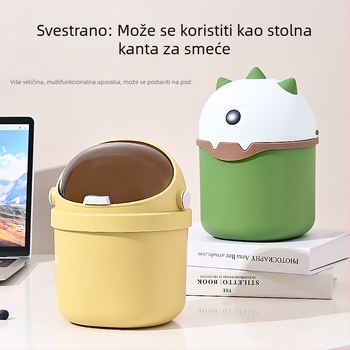 Mini kanta za otpad na stol, slatka, s poklopcem, za studentski dom i radni stol